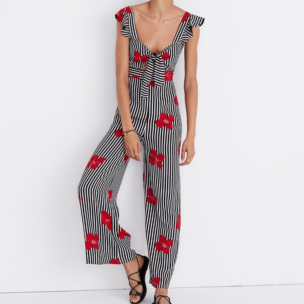 Madewell Plumeria Cutout Jumpsuit Candied Orchid